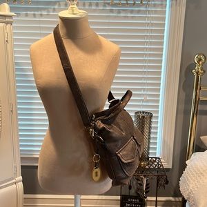 Fossil leather dark gray cross body